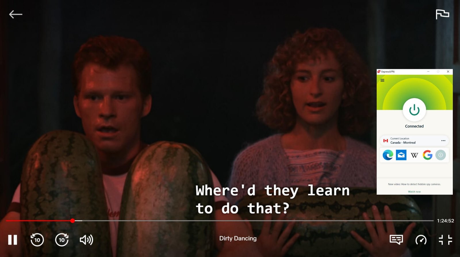 screenshot of Dirty Dancing streaming on Netflix